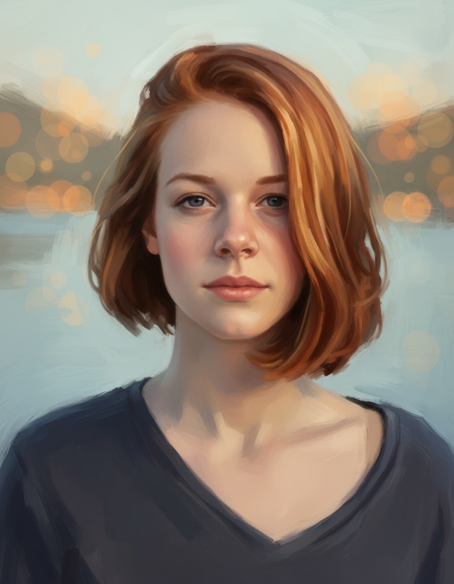Painterly soft-light portrait generated from a selfie via MCP Media Engine img2img.