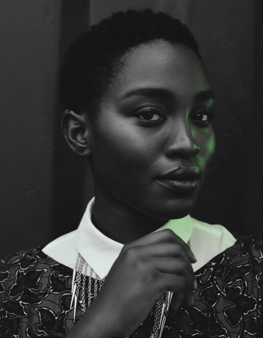 Cinematic noir studio portrait generated from a selfie via MCP Media Engine img2img.